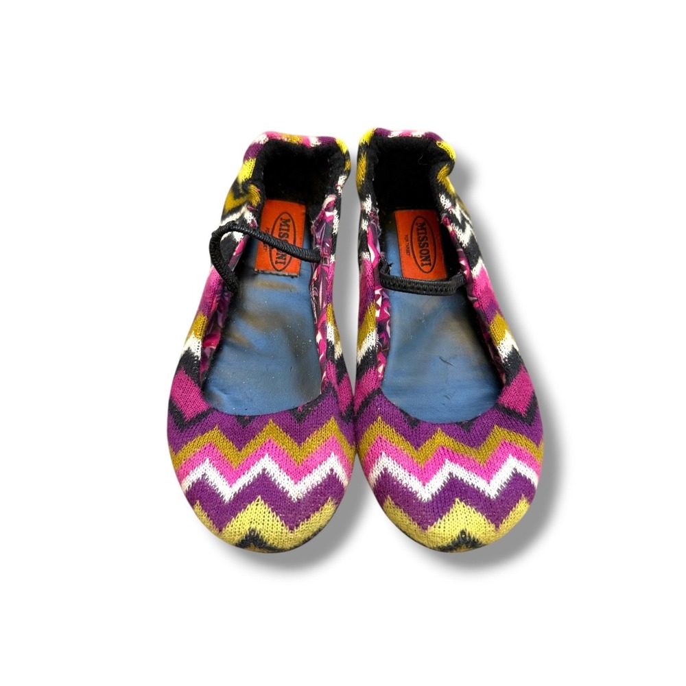 Missoni for Target Ballet Flats Girls 8 Multicolor Zigzag Knit Mary Jane Shoes